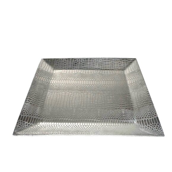 NWT GODINGER Square Silver Tray Wine Caddy Bottle Holder Snake Pattern Dining - Picture 3 of 14